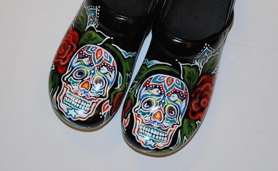 LIMITED EDITION Dansko Professional Hand Painted Clog Sugar Skull